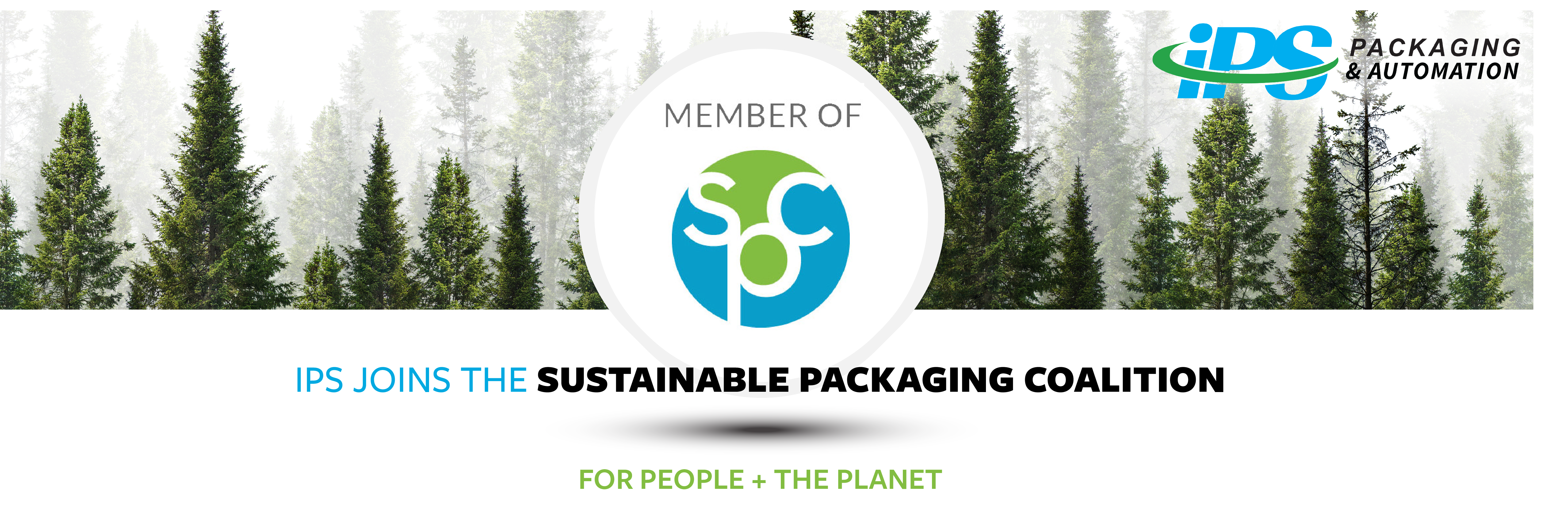 forest background with spc logo and text ips joins the sustainable packaging coalition